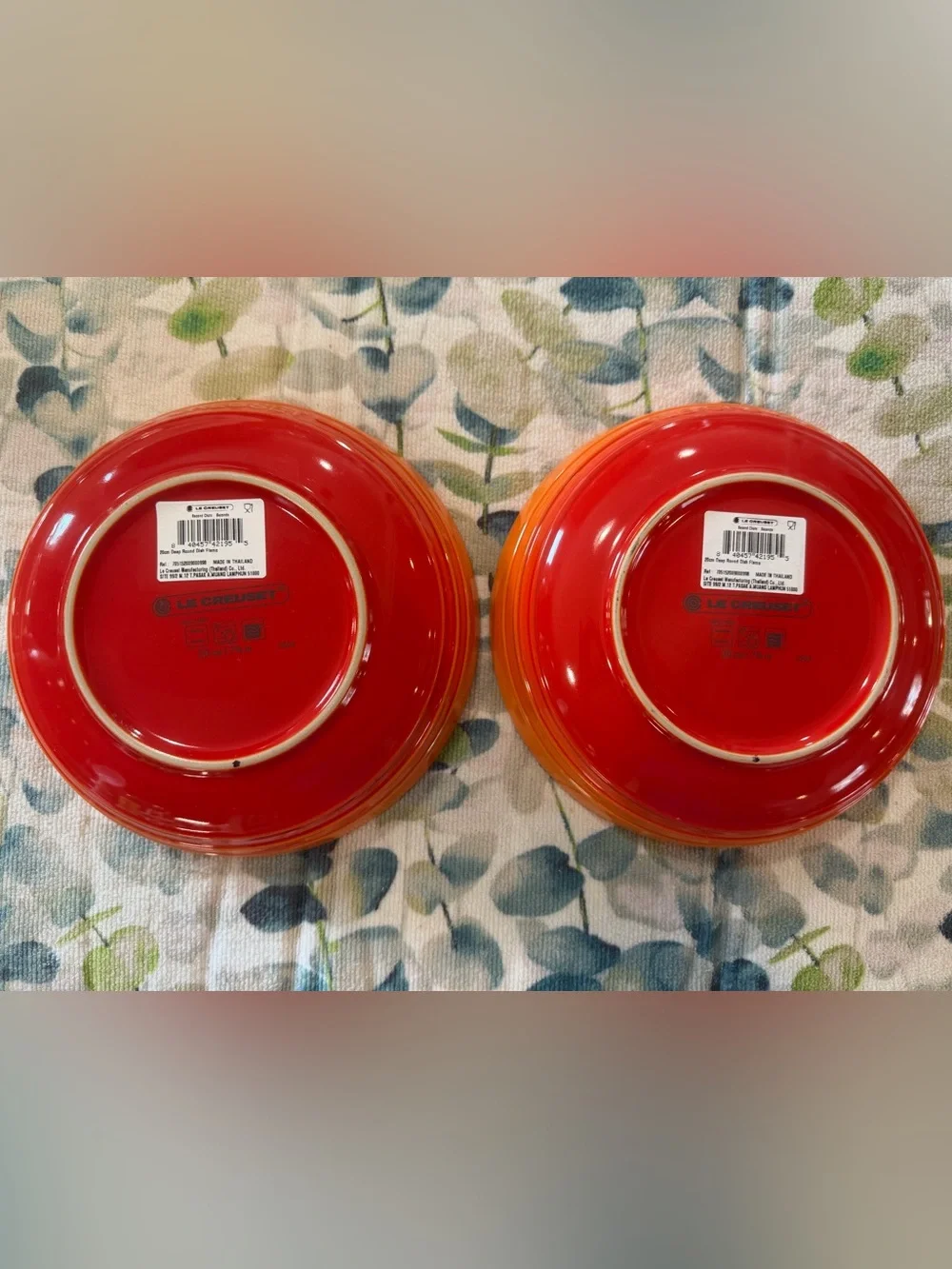 NEW Le Creuset Pasta Bowls Deep Round Dish 20cm Flame Orange Stoneware Set of 2